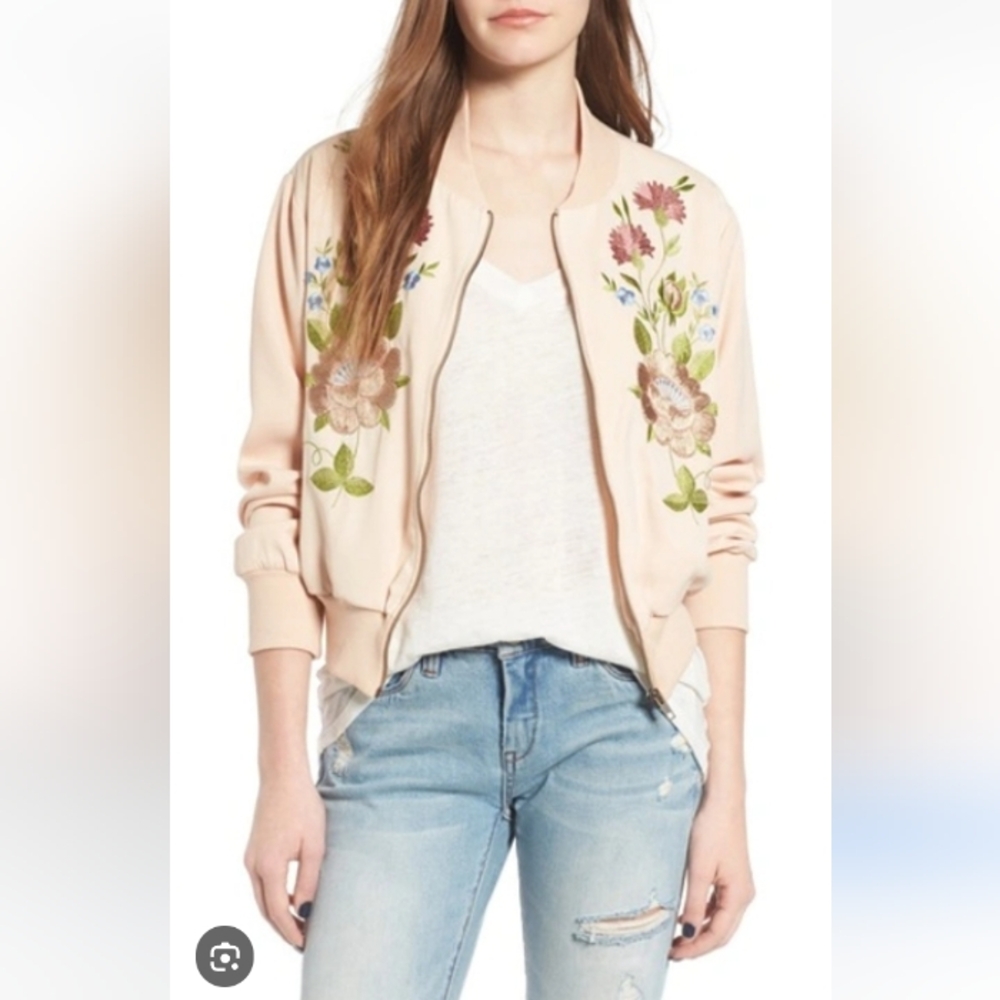 Glamorous Floral Embroidered Bomber Jacket